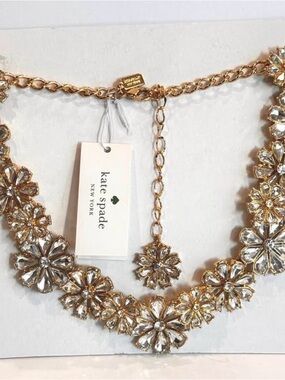Kate Spade Gold Floral Crystal Collar Necklace